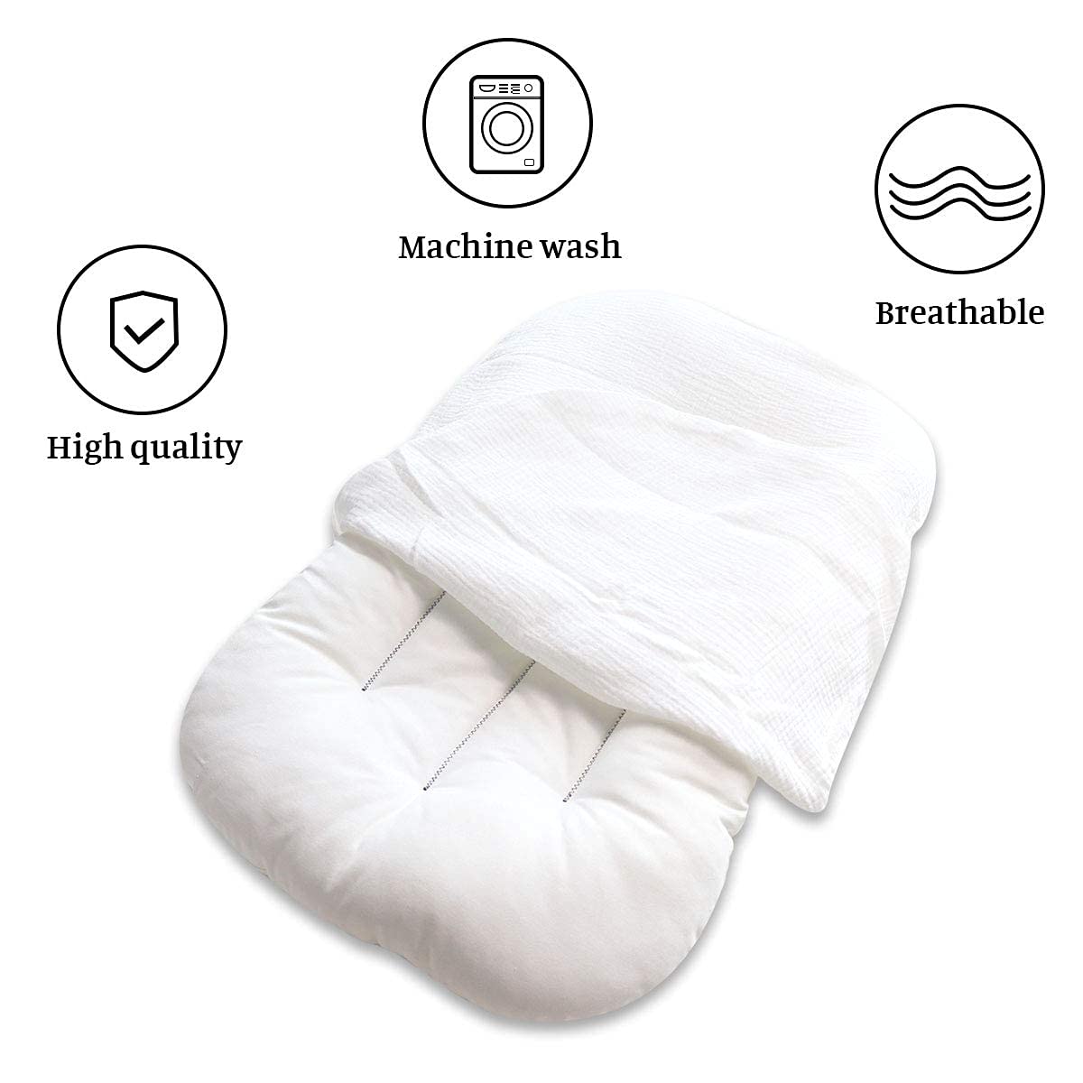 Muslin Baby Lounger Cover Soft Organic Cotton Slipcover Fits Newborn Lounger For Baby Boys And Girls (White)