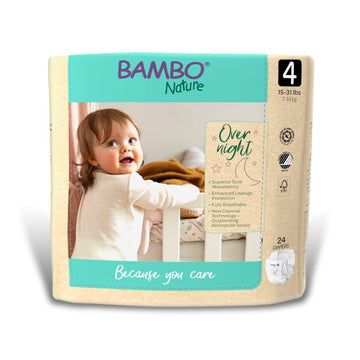 Bambo Nature Overnight Baby Diapers (Sizes 3 To 6), Size 4, 96 Count