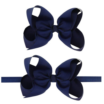 Ld Dress Baby Girls Infant Headbands With Kids Hair Bows(16) (Color Navy)