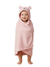 Creeva Cuddle Baby/Kids Hooded Bath Towel In Baby Peach  Soft Bamboo Cotton With Cute Cartoon Face & 3D Ears 100% Bamboo Cotton