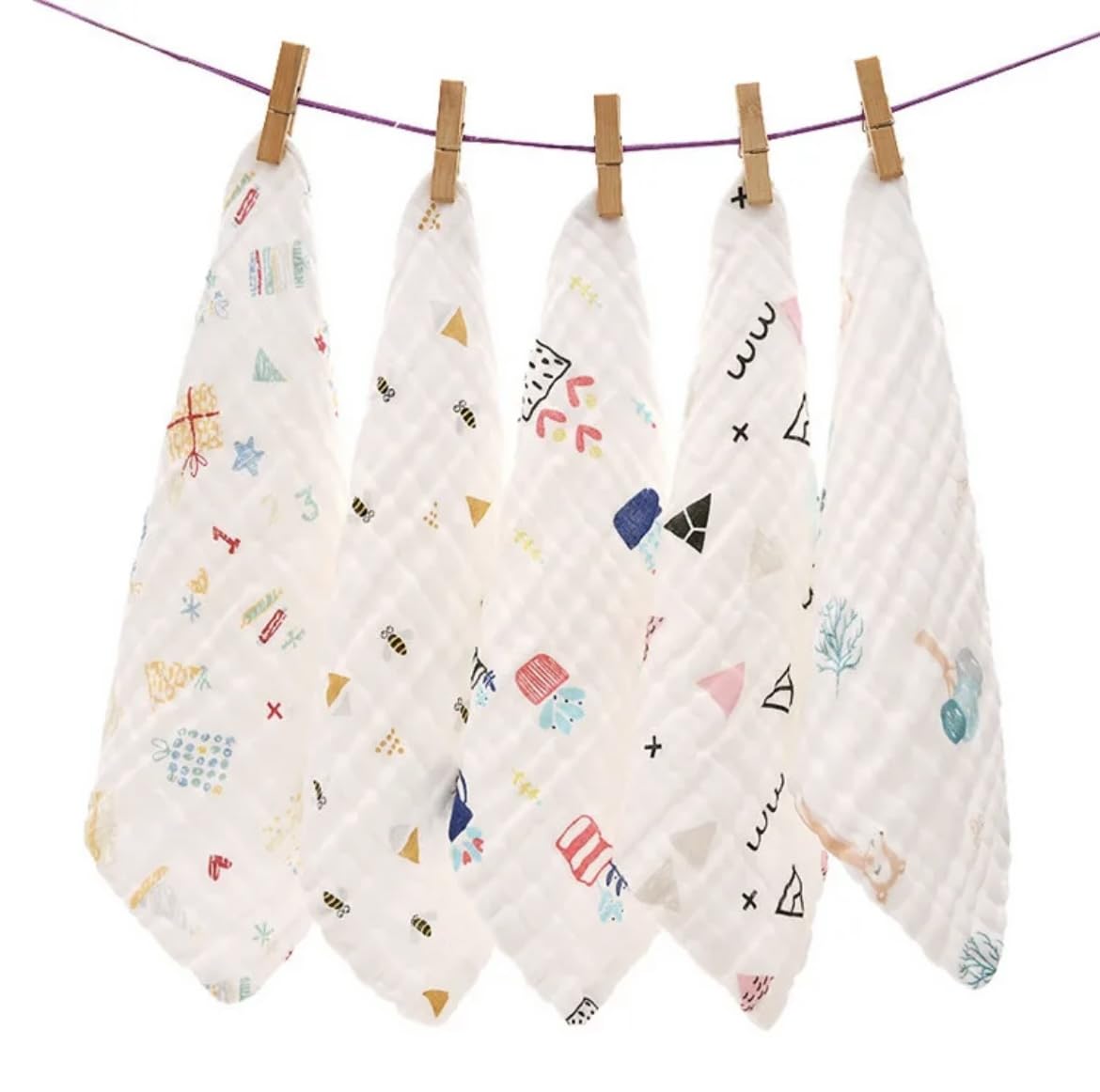 Heartbury 6 Layer Muslin Wash Cloth 100% Organic Cotton Face Towel Handkerchief For Baby New Born/Infants/Toddlers (Age03Years
