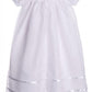 Long White Embroidered Organza Christening Baptism Gown With Bonnet - L (9-12 Month)
