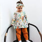 3Pcs Baby Girl Clothes Ruffle Floral Shirt Tops Pants Headband Outfit Sets (Yellow, 6-9 Months)