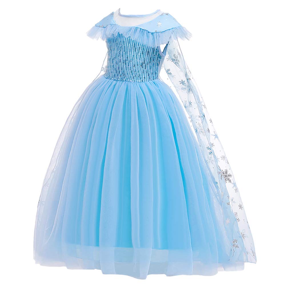 Rexreii Girls Frozen Elsa Princess Dress Halloween Costume Christmas Birthday Evening Party Ball Gown W/Accessories 7-8T