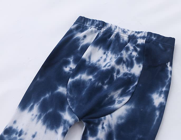 Owlivia Toddler Pajamas, 100% Organic Cotton Baby Long Sleeve Pajama Sets, Boy Girl 2-Piece Sleepwear(5 Years, Tie Dye Dark Navy