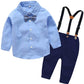 Salnier Toddler Dress Suit Baby Boys Clothes Sets Bowtie Shirts + Suspenders Pants 3Pcs Gentleman Outfits Suits 6 Month - 6 Year