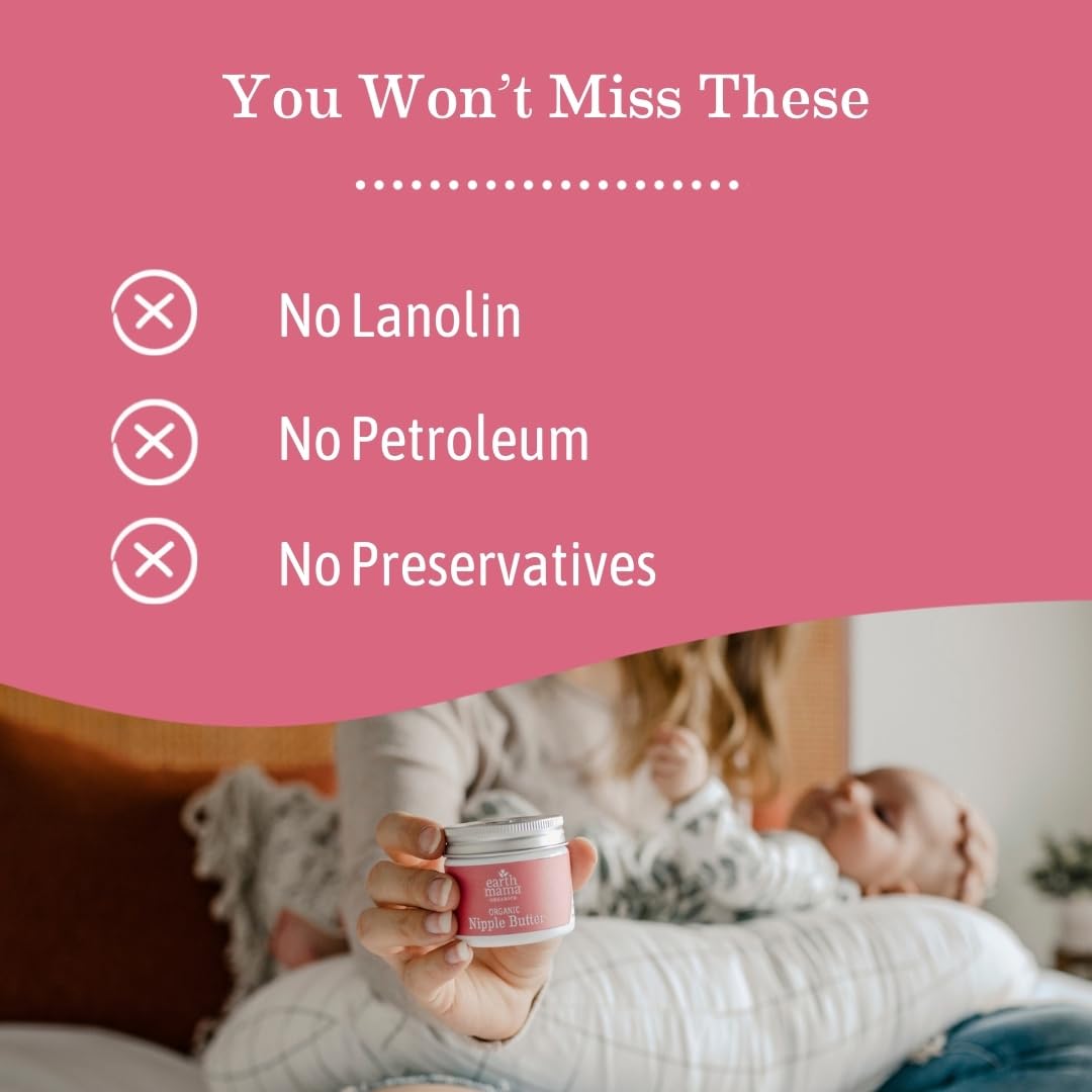 Earth Mama Organic Nipple Butter | Nipple Cream Safe For Breastfeeding | Postpartum Essentials For Nursing | Non Lanolin Nipple