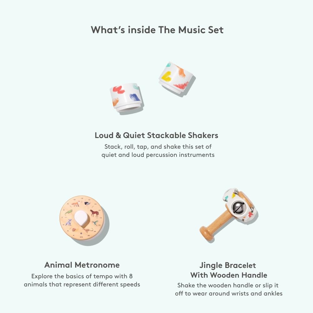 Lovevery | The Music Set | 6 Montessori Musical Instruments & Rhythm Book | Educational Toys for Toddlers & Preschoolers | Simpl