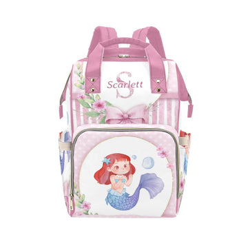 YallLocoMo Personalized Diaper Bag Backpack Name Pink Floral Cute Mermaid Gift the Best: Spacious Waterproof Nappy Bag for Men a