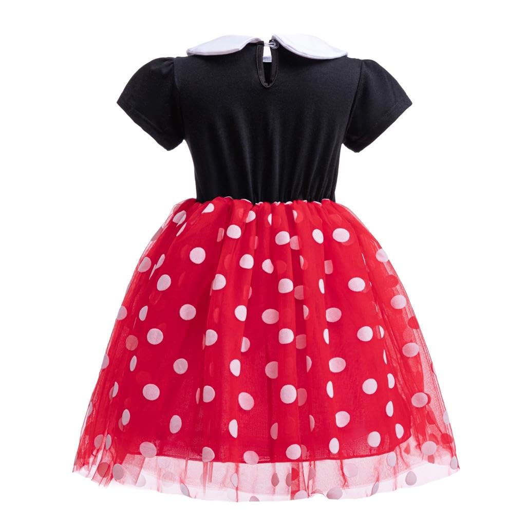 Dressy Daisy Little Girls Polka Dots Fancy Dress Up Halloween Costume Birthday Party Outfit With Mouse Ears Headband Size 5-6, R