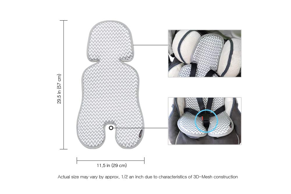 Manito Clean Infant Carseat 3D Mesh Seat Pad/Cushion/Liner (Star Grey)