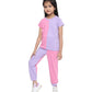 BLANCD Girls Nightwear Colourblock tshirt & Pyjama Set (Lavender/Party Pink, 2 Yrs)  KDCLRBLCKSET