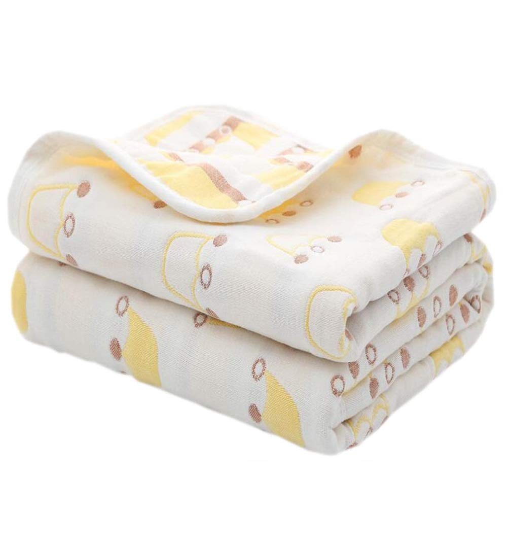 Syga 110 Cm Baby Swaddle Blankets 6 Layer Muslin Swaddle Wrap 100% Cotton Stroller Cover Receiving Blankets_Crownyellow