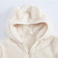 Jeskids Toddler Girls Boys Fleece Hoody Jacket Zip Up Teddy Coat Warm Winter Outwear White