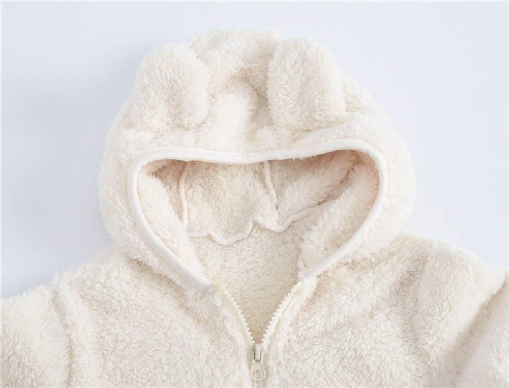Jeskids Toddler Girls Boys Fleece Hoody Jacket Zip Up Teddy Coat Warm Winter Outwear White