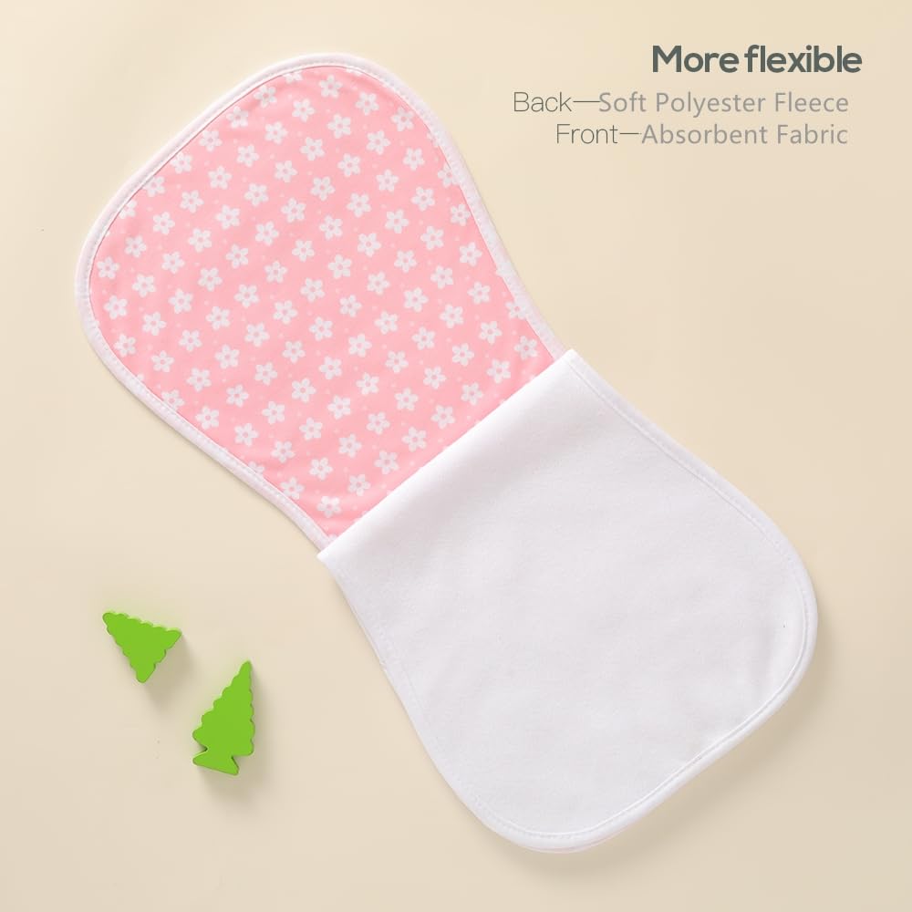 Sleepyturtle 5 Pack Waterproof Baby Burp Cloths Extra Absorbent And Soft