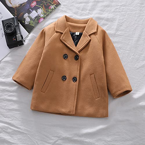Mubineo Toddler Boy Girl Winter Basic Plain Trench Coat Warm Thick Coats (Brown, 5T)