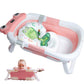 Rylor Baby Bathtub for Newborns & Infants 0-12 Months - Foldable, Compact, Non-Slip Bath Tub with Adjustable Cushion - Safe & Co