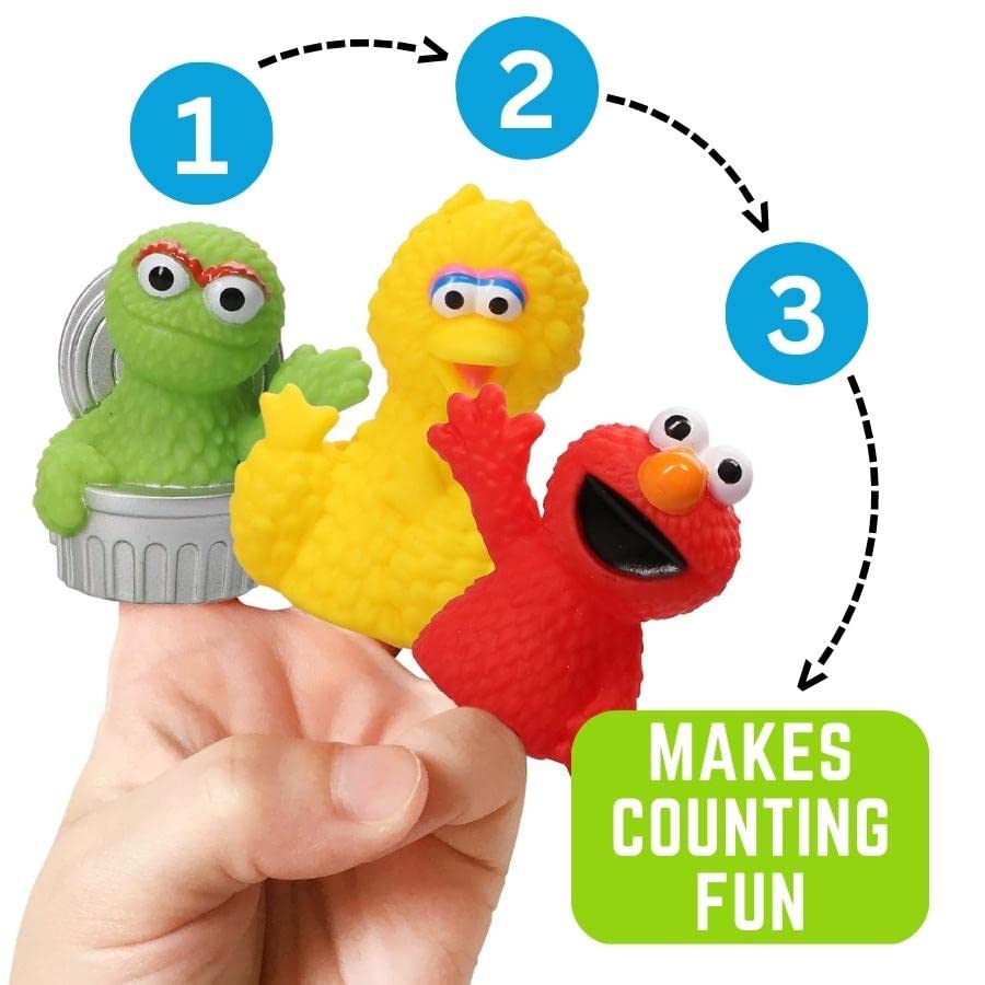 Sesame Street 5 Piece Finger Puppet Set - Party Favors, Educational, Bath Toys, Floating Pool Toys, Beach Toys, Finger Toys, Pla