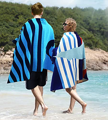 Yifontin Dolphin Beach Towel For Adults, Velour Terry Blanket Throw Extra Large Xl 100% Cotton 34X63 Inches For Bath Swim Campin