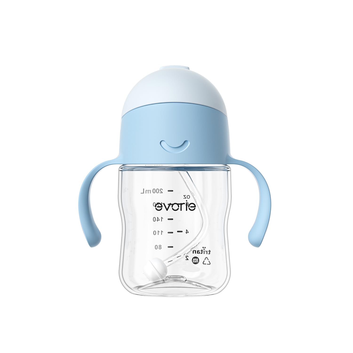 Evorie Tritan Baby Sippy Cup Weighted Gravity Straw Toddler Beginner Training Bottle, 7 Oz Leakproof Award Winning Infant Water