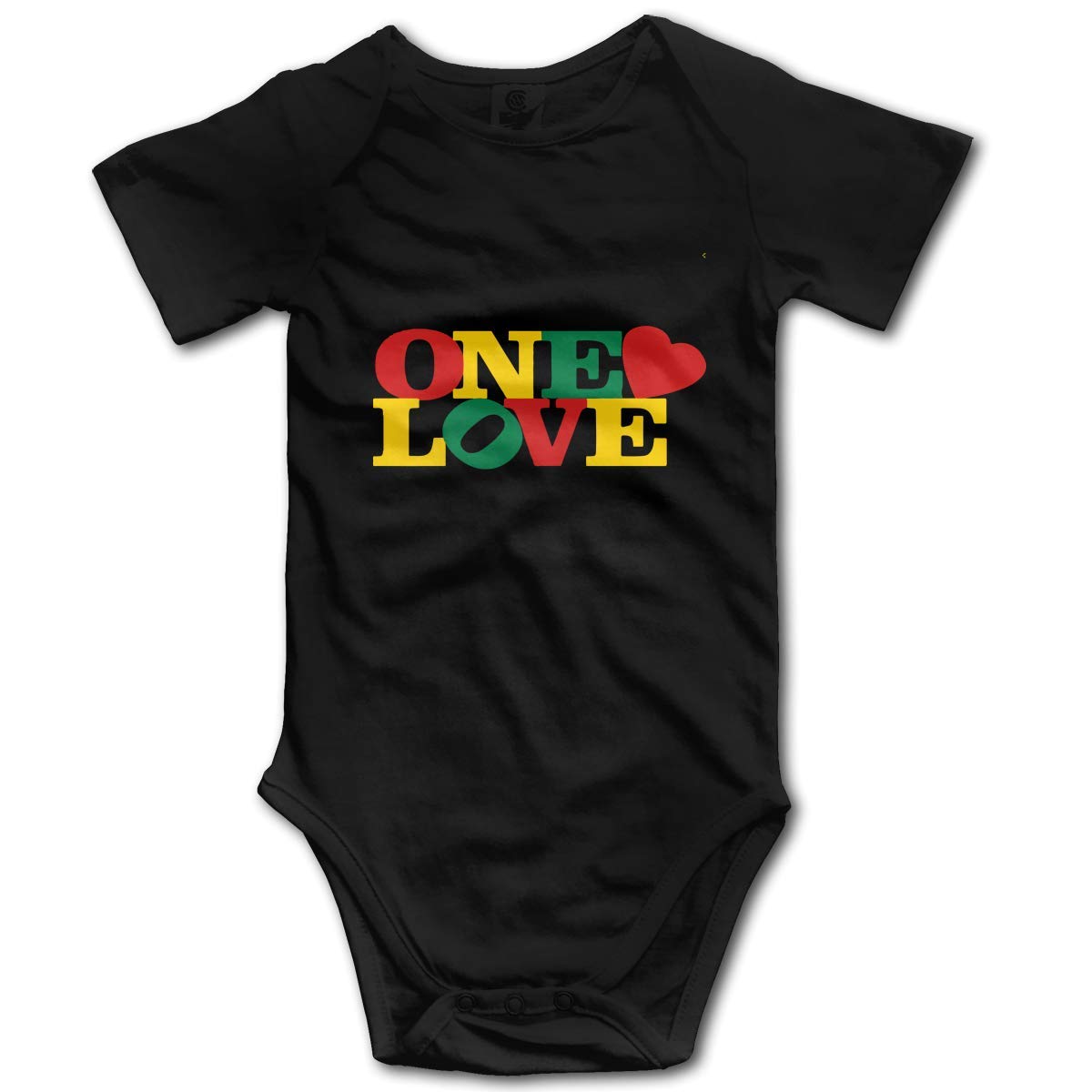 One Love Rasta Baby Climbing Short Sleeve Onesie 18-24 Months, Black, 6-12 Months
