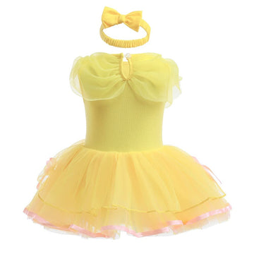 Myrisam Baby Girls Belle Princess Birthday Romper Tutu Dress Beauty And The Beast Halloween Costumes W/Headband