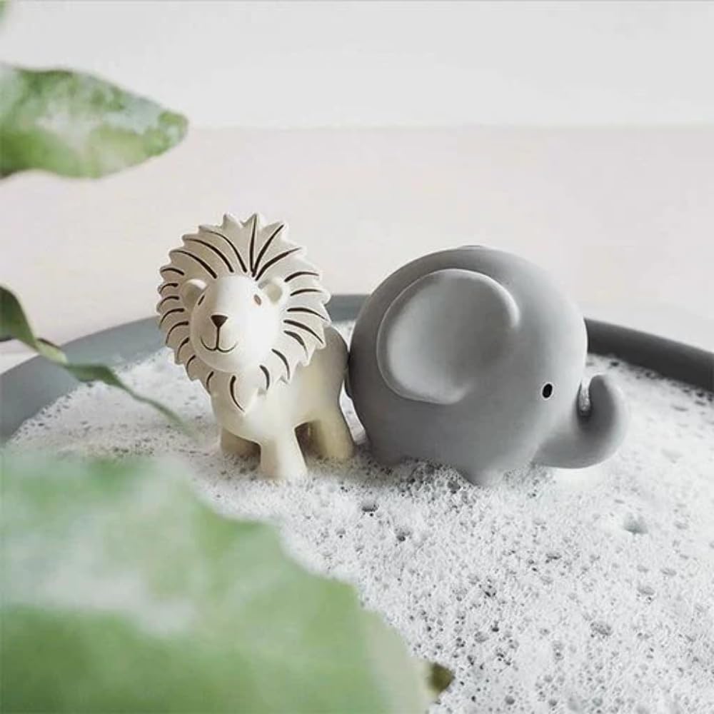 Tikiri Toys Rubber Elephant Rattle, Teether & Bath Toy, Organic Natural Rubber, Ages 6 Months & UP