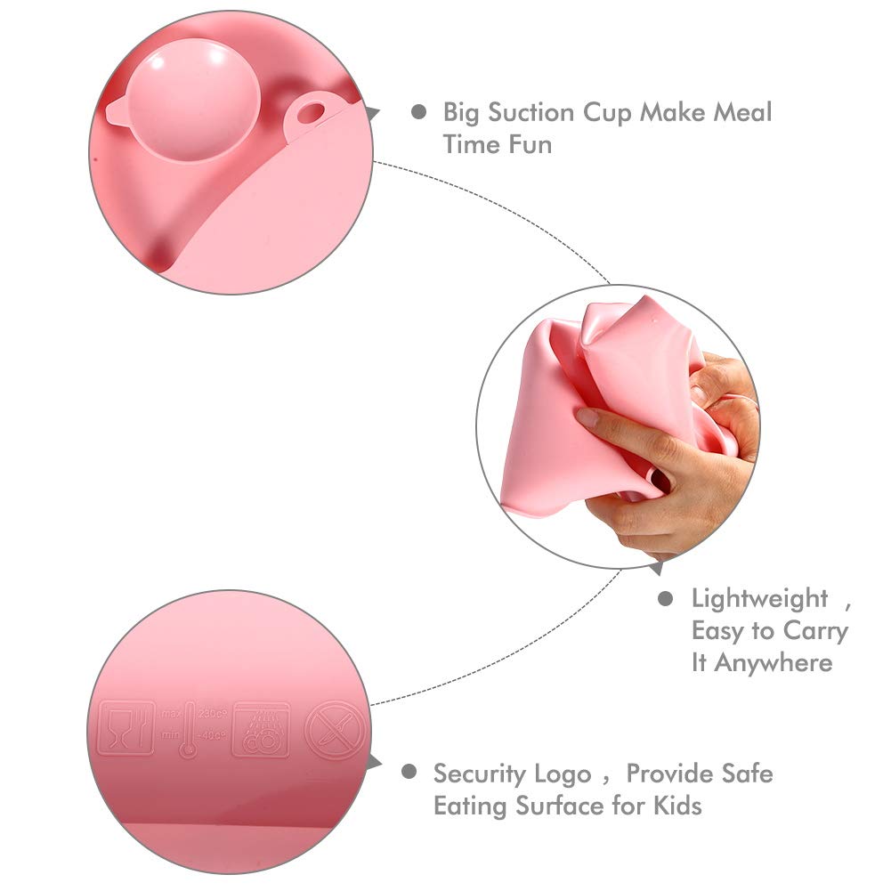 Food Catching Placemat Suction - Kids Placemats Non Slip With Strong Suction Food Catching Baby Placemat Toddlers Tiny Diner Pla