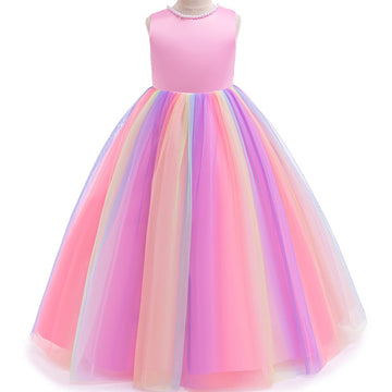 Jup'Elle Baby Girls Dresses With Pearls & Rainbow Color Tulle - Party Wedding Pageant Eastern Flower Girl 1 Year Birthday Dress