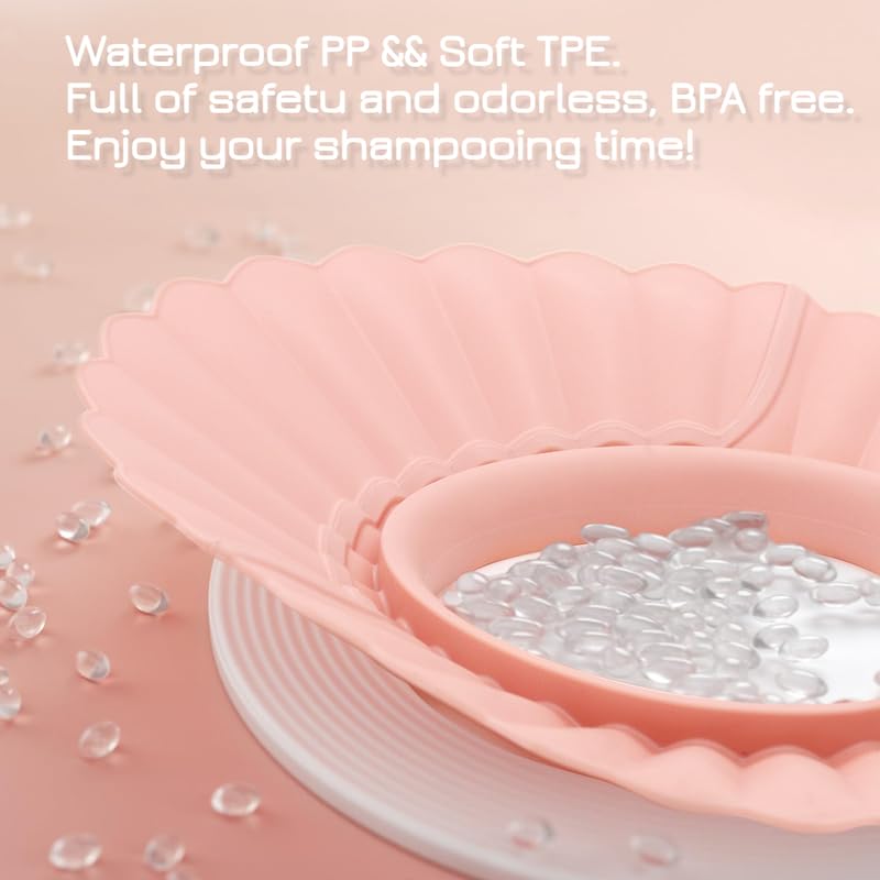 Baby Shower Cap Shield, Pink Bathing Cap Bath Hat Bathing Safe Silicone Protection, Soft Adjustable Visor Hat For Protector Head