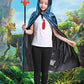 Boys Girls Kids Dinosaur Cape Dragon Hooded Cloak Halloween Costume Christmas Fancy Cape Cosplay Costumes (Blue)