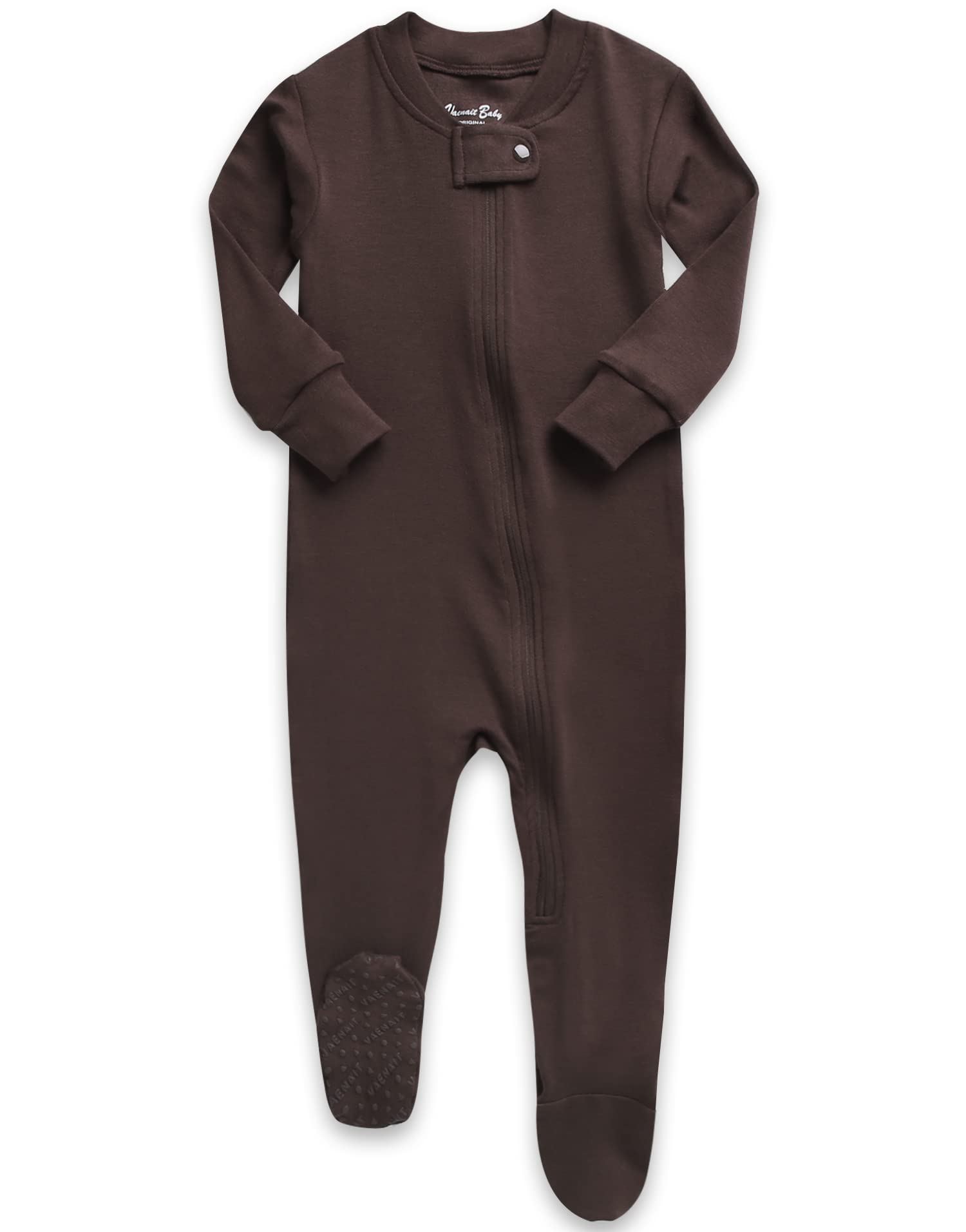 Vaenait Baby Toddler Boys Girls Solid Footie Pajama Cozy Modal Darkbrown 18M