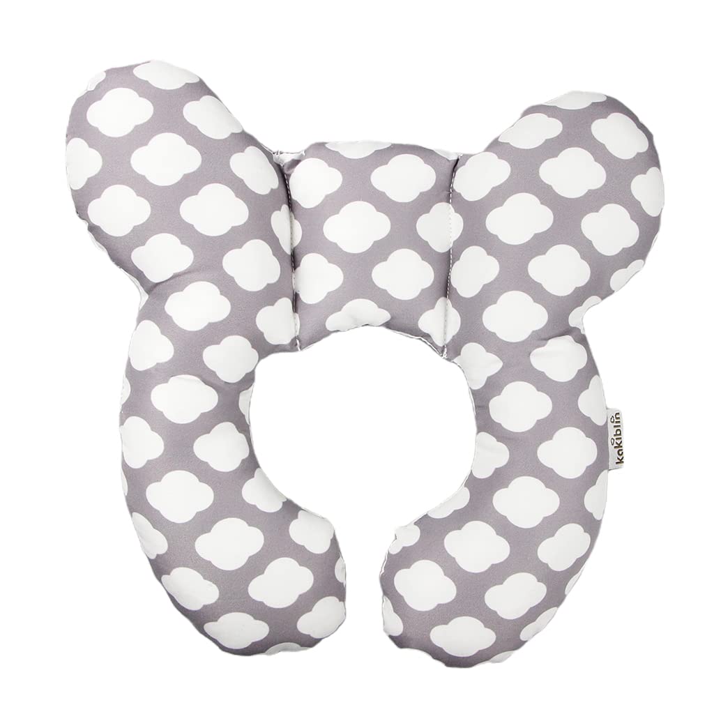 Vocheer Baby Travel Pillow(Upgraded), Head And Neck Support Pillow For Pushchair, Car Seat,Stroller, Bouncer, Cotton(White Cloud