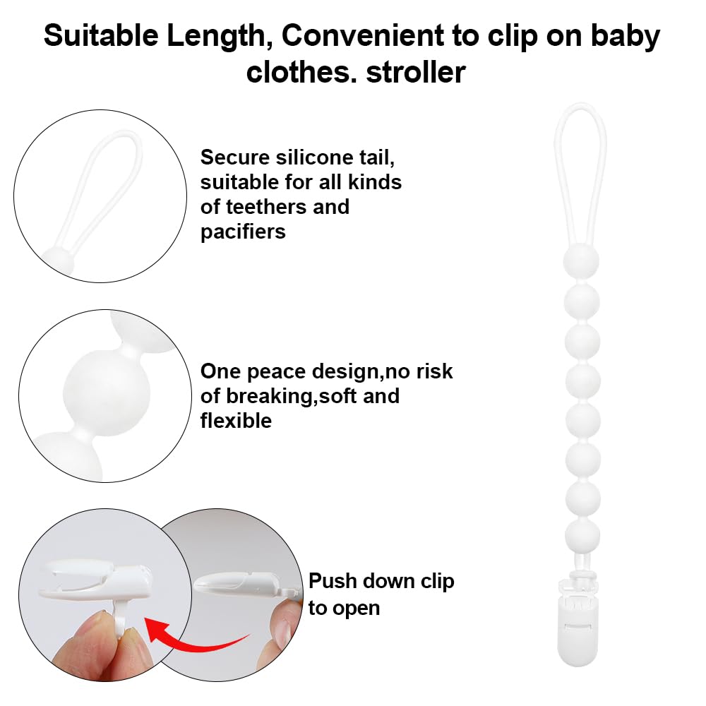 Baby Food Grade Silicone Teether Toy with Pacifier Clip Holder,Teething Toys Gift Set for 3 Months+ Boys and Girls,Freezer Safe,