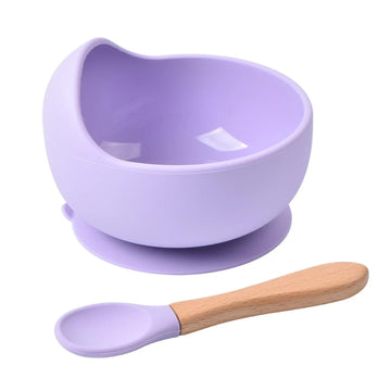 Spatlus Kids Station 2 Piece  Silicone Baby Feeding Set  Bowl  Spoon Silicone Suction Bowl with Early Feeding Spoon for Babie