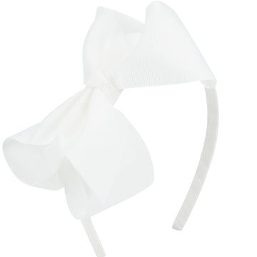 Meedee Fashion Cute White Bow Headband For Girls Toddlers 3 Year Old, Little Girl Headband Bows Big Grosgrain Headband Bow For C