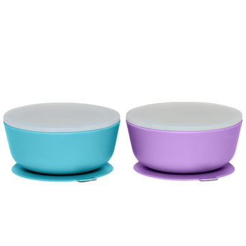 Weesprout Silicone Suction Bowls For Babies | Leakproof Premium Plastic Lids | Durable For Babies & Toddlers | Extra Strong Suct