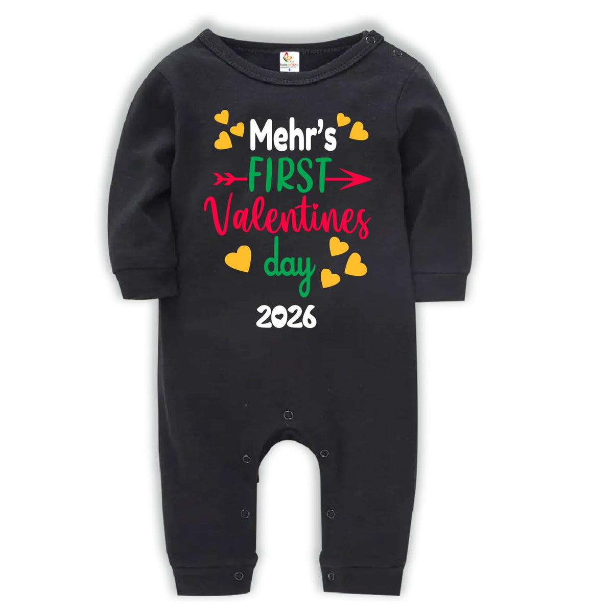 Baby Wish Customizable Valentine Day Celebration Full Romper For Unisex Babies First Valentine Day Bodysuit  Customized Name Ov