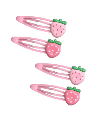 Strawberry Snap Clips Baby Girls Fruit Hair Bow Clips Strawberry Hair Ring Tie BBW24 (Set-F)