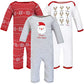 Hudson Baby Unisex Baby Cotton Coveralls Santa Reindeer, 9-12 Months