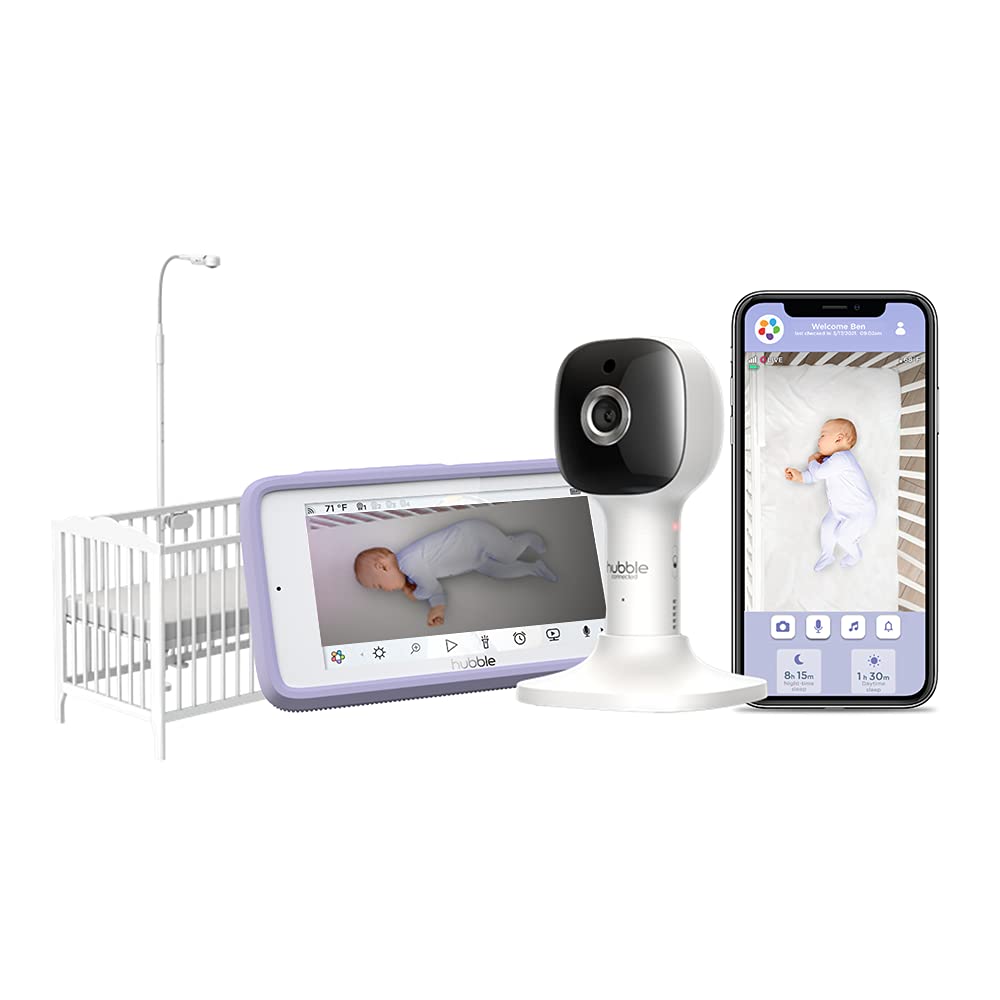 HUBBLE CONNECTED Nursery Pal Crib Edition Smart Connected, Wi-Fi Enabled Baby Monitor with Camera and Large 5-inch Touchscreen