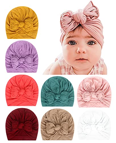 Qandsweat Baby Girls ' Hats & Caps Knotted Turban Cute Toddler Hat Hair Accessories 3-36M (A Soft6-8 Pack)