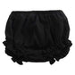 Looly Newborn Toddler Kids Cotton Linen Ruffle Bloomer Shorts Diaper Cover 0-2T(100,A-Black)