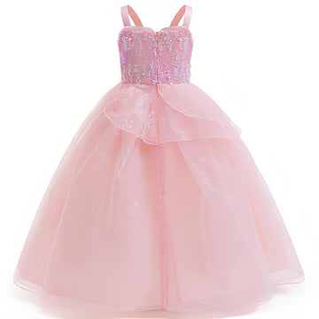Xefenki Good Witch Glinda Costume Dress For Girls Halloween Cosplay Outfits With Crown Magic Wand And Gloves