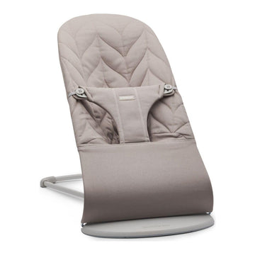 BabyBjrn Bouncer Bliss, Sand Gray, Woven, Petal Quilt | 2-in-1 Adjustable Baby Bouncer Seat and Toddler Chair, Newborn to Toddle