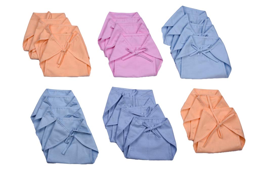 Dolphers Nappy For New Born Baby  Set Of 24 Pcs/Cotton Cloth Langot For Babies # 06 Months # Double Layer Nappies # U Shaped #