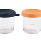 Beaba 2 Pack Glass Baby Food Jars With Soft Silicone Air Tight Lids, 8 Oz Glass Storage Containers With Lids, Microwave And Free