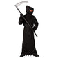 Grim Reaper Halloween Costume With Glowing Red Eyes For Kids, Scythe Included(X-Large)