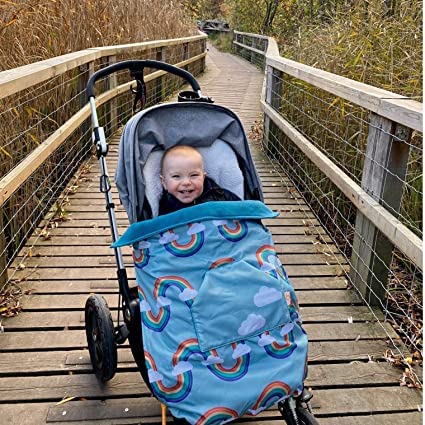 Bundlebean - Go Multi-Use Waterproof Footmuff (Rainbow) - Use As Pushchair, Carrier, Sling, Car Seat Cover, Opens As Playmat, Un